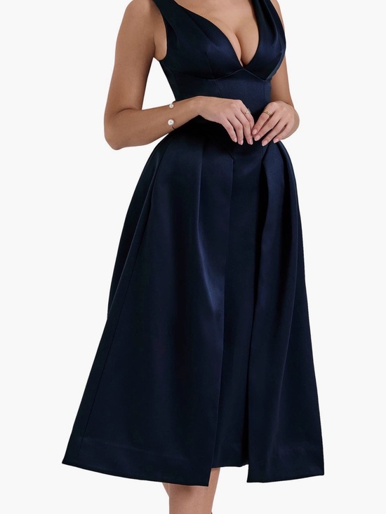 House of CB Dresses & Skirts - House of CB Navy Plunge Midi Dress